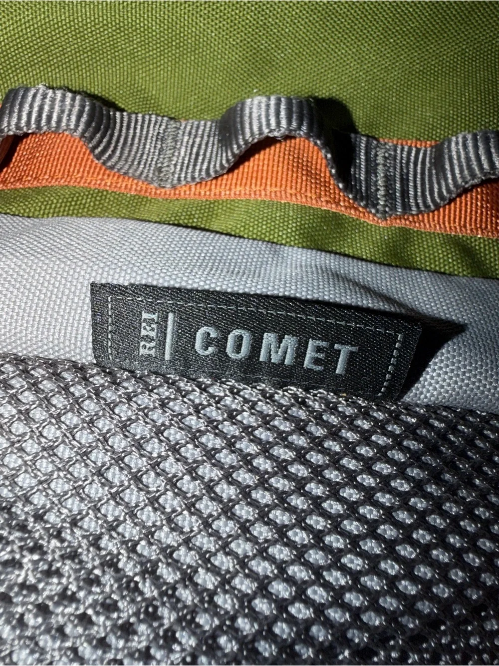 REI Olive Green and Gray Hiking Backpack with Orange Accents